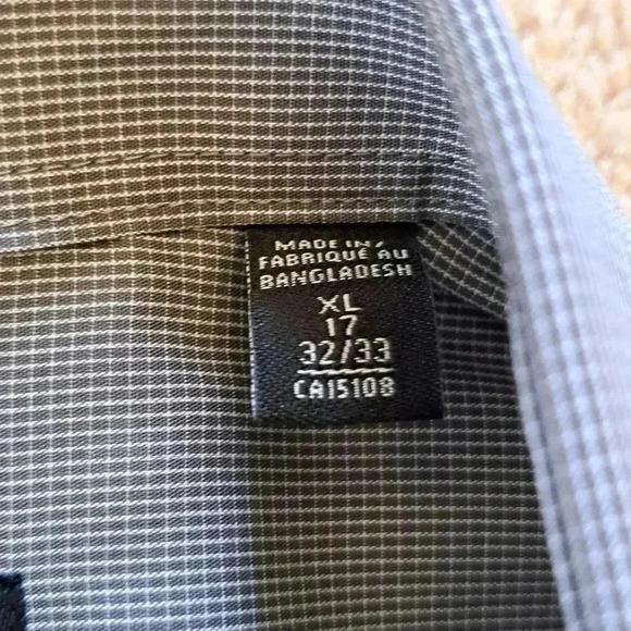 Calvin Klein Men's  Dress Shirt Grey Cotton 17 - 32/33 Micro Check Non Iron - Picture 4 of 12